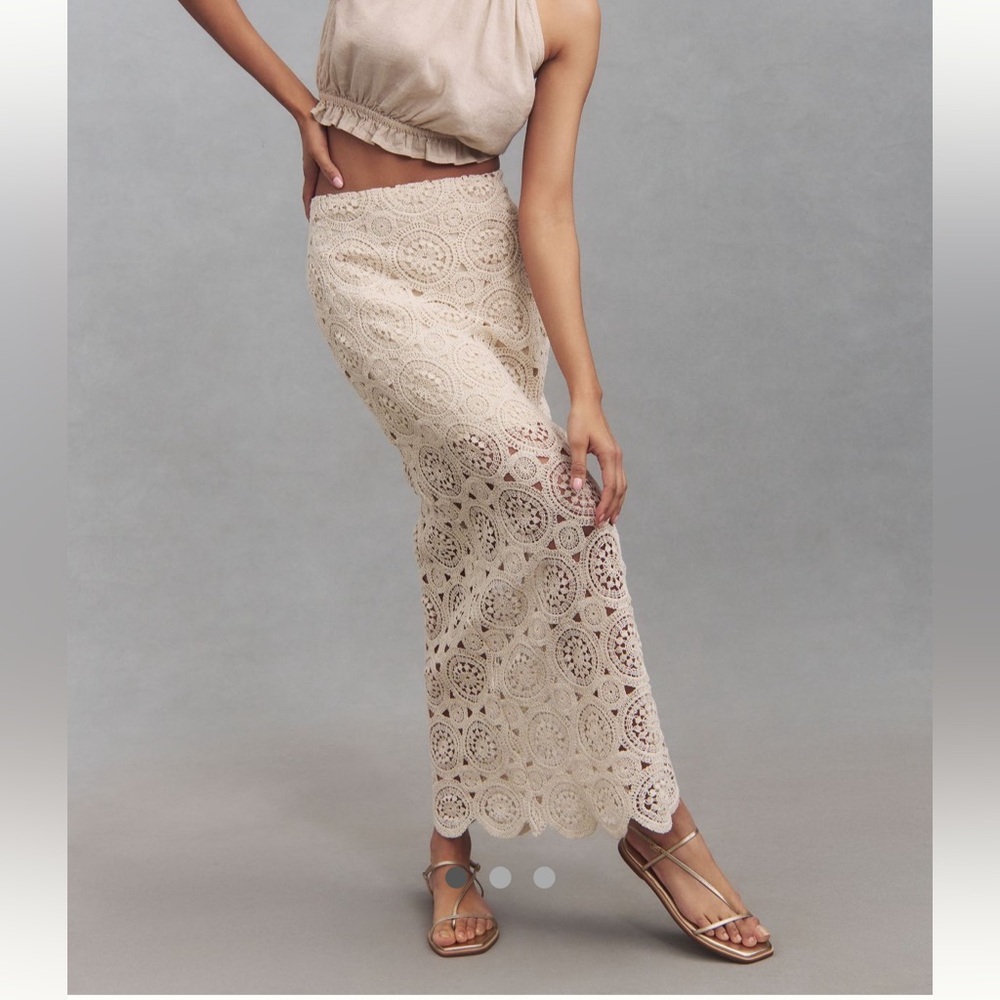 NWT Anthropologie Sunday in Brooklyn Crochet Column Midi Skirt, Large